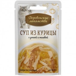 Деревенские лакомства пауч д/кош. Суп из курицы с уткой и тыквой 35г
